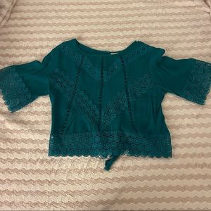 Self Esteem turquoise semi crop top